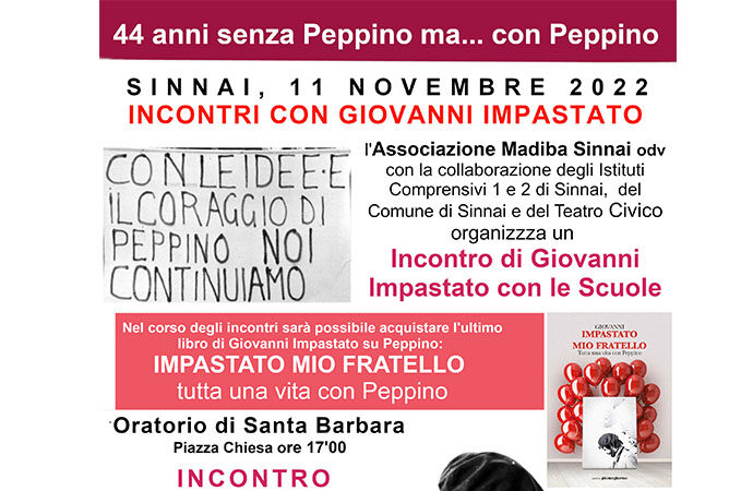 Sinnai ricorda Peppino Impastato: Giovanni Impastato torna in Sardegna per incontrare i ragazzi