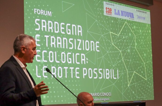 Il Sindaco Mario Conoci, al convegno  organizzato da Sae Sardegna e La Nuova Sardegna, dedicato alla Transizione Ecologica