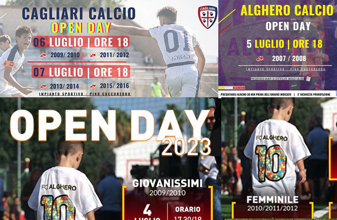 E’ tempo di Open Day, ecco quelli dell’Alghero, del Cagliari calcio e  della Fc Alghero. Ecco come aderire
