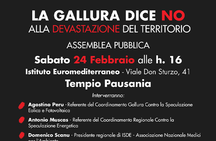 “La Gallura dice no alla devastazione del territorio” assemblea pubblica a Tempio Pausania