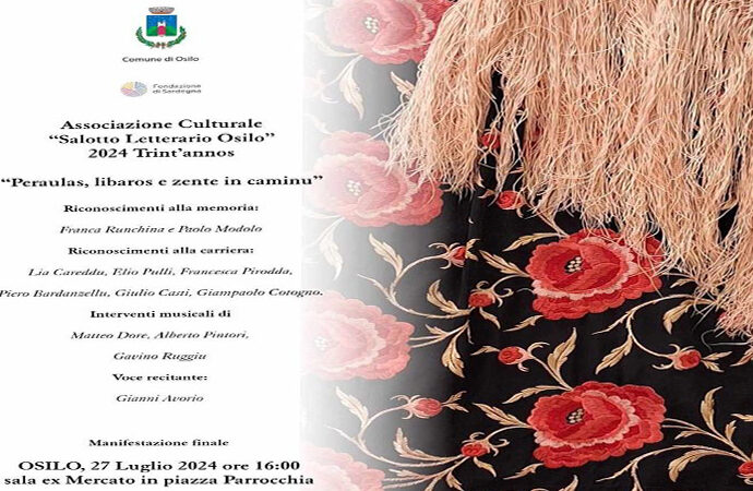 I trent’anni del Salotto Letterario di Osilo: “Peraulas, libaros e zente in caminu”. Manifestazione finale  e Premiazioni il 27  Luglio