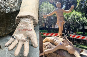 Vandalizzata la statua dedicata alla Folgore: hanno tentato di staccargli un dito