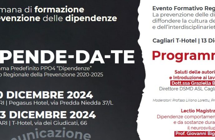 Settimana di formazione e prevenzione delle dipendenze tra Sassari e Cagliari