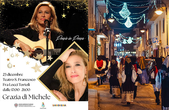 A Tortolì dal 21 al 23 dicembre si celebrano la cultura e le tradizioni sarde con Natale in Folk. Il 23 c’è la cantautrice Grazia di Michele