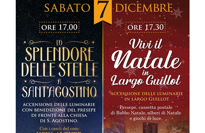 “Lo splendore delle stelle a Sant’Agostino” , Natale in Largo Guillot, ecco gli eventi