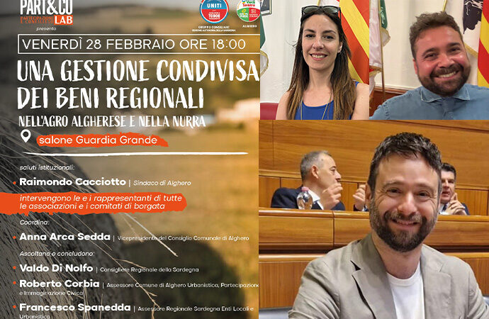 Esordio di LAB PART&CO, laboratorio di partecipazione e conflitto” con  l’On Valdo Di Nolfo che da voce alle Bogate sulla gestione dei beni di proprietà della Regione Sardegna