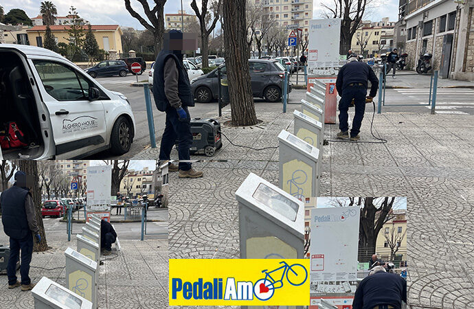 Il Bike Sharing del progetto PedaliAMO Alghero naufragato, a colpi di smeriglio via le colonnine in disuso delle 5 postazioni