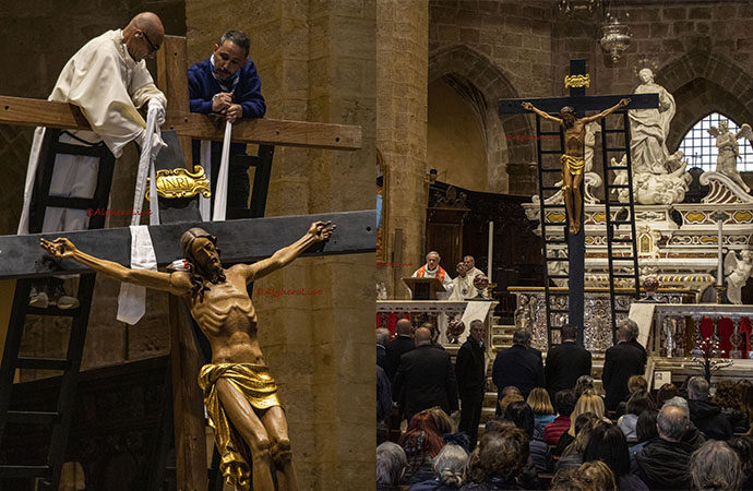 Celebrato il rito dell’Innalzamento del Cristo in croce: è il rito dell’Arborament del Santcristus
