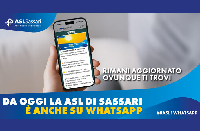 Asl 1, attivo il nuovo canale WhatsApp “Asl 1 Sassari”