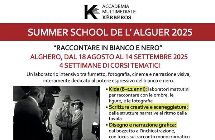 Alghero capitale della creatività: torna la Summer School de l’Alguer 2025, tra cinema, fumetto e fotografia in bianco e nero