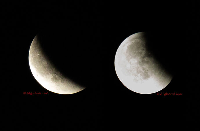 Alghero con il naso all’insù: l’eclissi di luna incanta la città