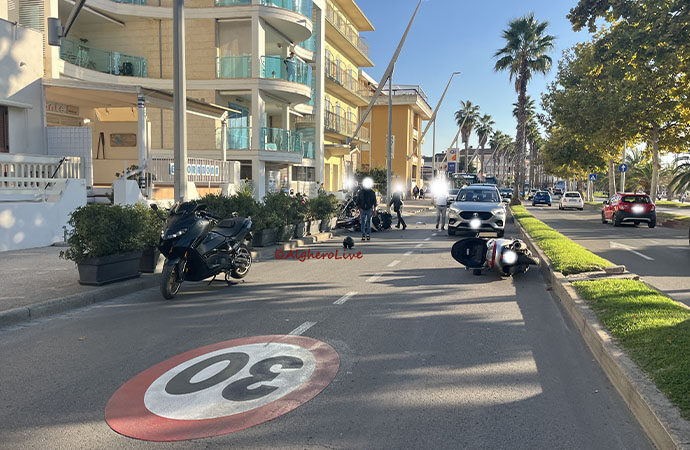 Incidente stradale in via Garibaldi, scontro fra due moto, un turista francese finisce al pronto soccorso