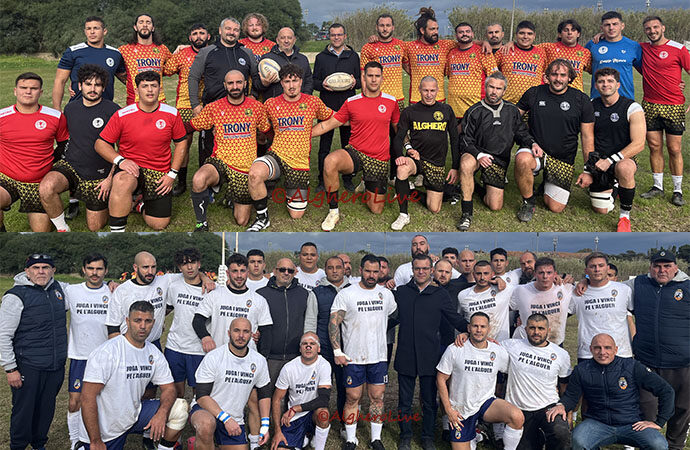 VIDEO – Il Derby nella serie C di Rugby finisce con la vittoria dell’Amatori Alghero. Sindaco Cacciotto negli spogliatoi prima del fischio iniziale. Gran pubblico in tribuna