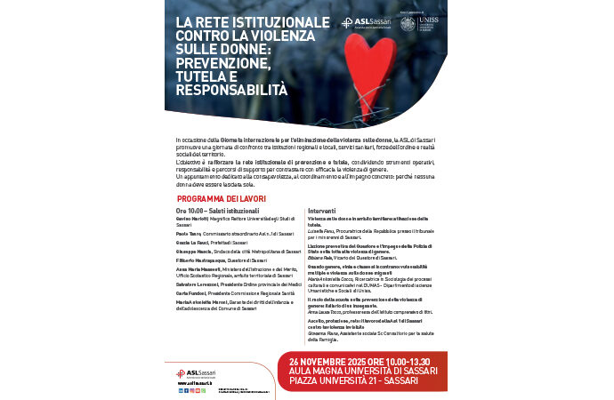Asl Sassari: il No dell’Azienda sanitaria alla violenza contro le donne