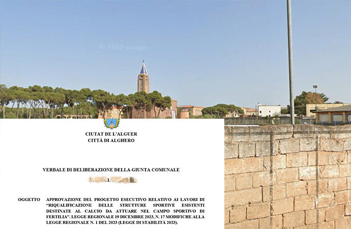Dalla Giunta Cacciotto via libera al “Progetto esecutivo relativo ai lavori di “riqualificazione del campo di calcio di Fertilia. Arrivano 70mila euro dalla Regione