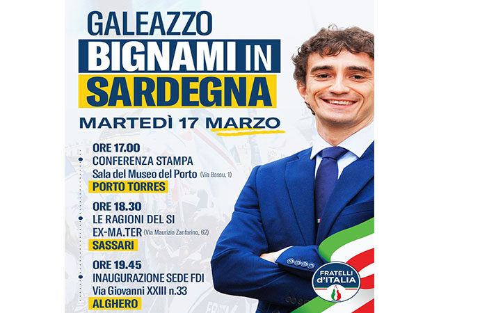 Galeazzo Bignami martedi in Conferenza stampa a Porto Torres