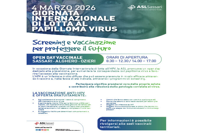 Alghero-Ozieri-Sassari: un open day diffuso contro il Papilloma Virus