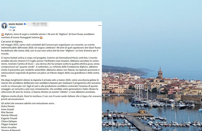 Salta la serata-festa per i 40 anni di “Alghero” di Giuni Russo, la Fondazione sotto attacco. Ma si può sapere di che cifra si parla?
